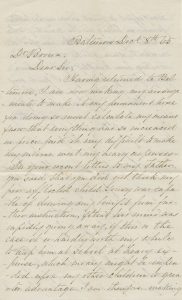 first page of handwritten letter