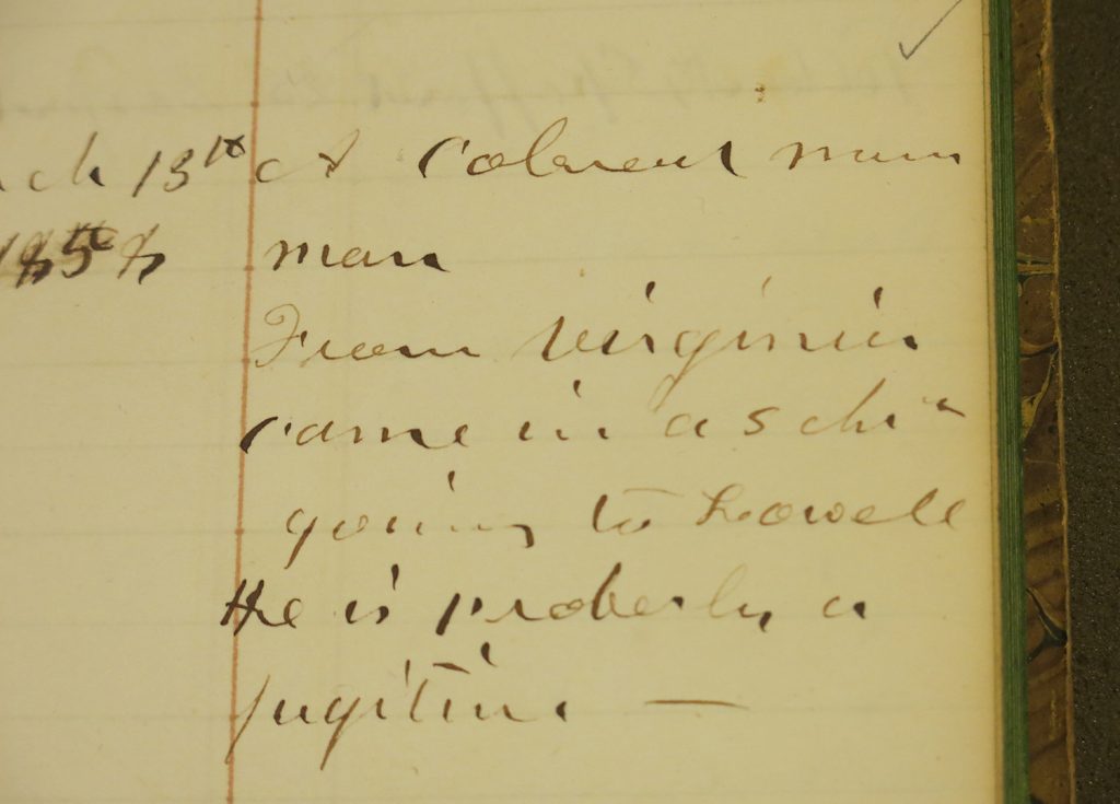 detail of register page with handwritten notes