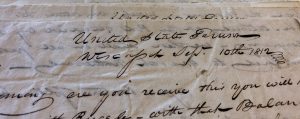 Detail of letter written by John Binney