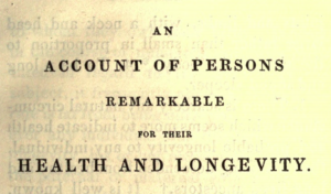 Title page o An Account of Persons Remarkable for Their Health and Longevity