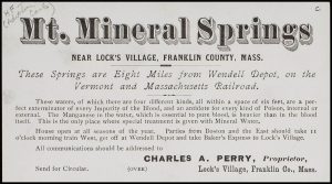 Mount Mineral Springs advertisement