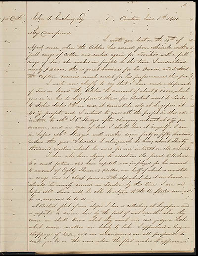 MHS Collections Online Letterbook Of The Houqua 1840 1843