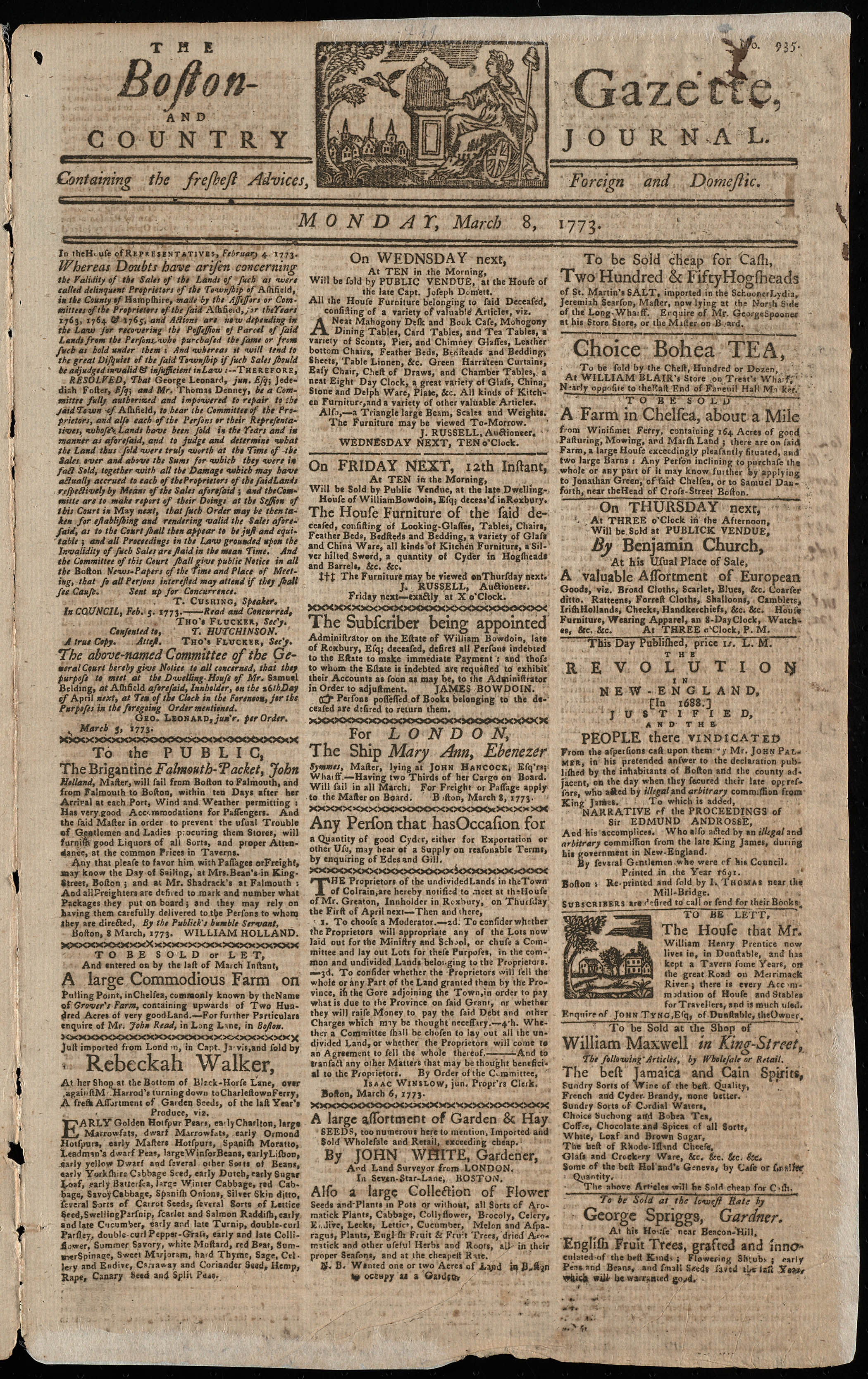 The Annotated Newspapers Of Harbottle Dorr The Boston Gazette And