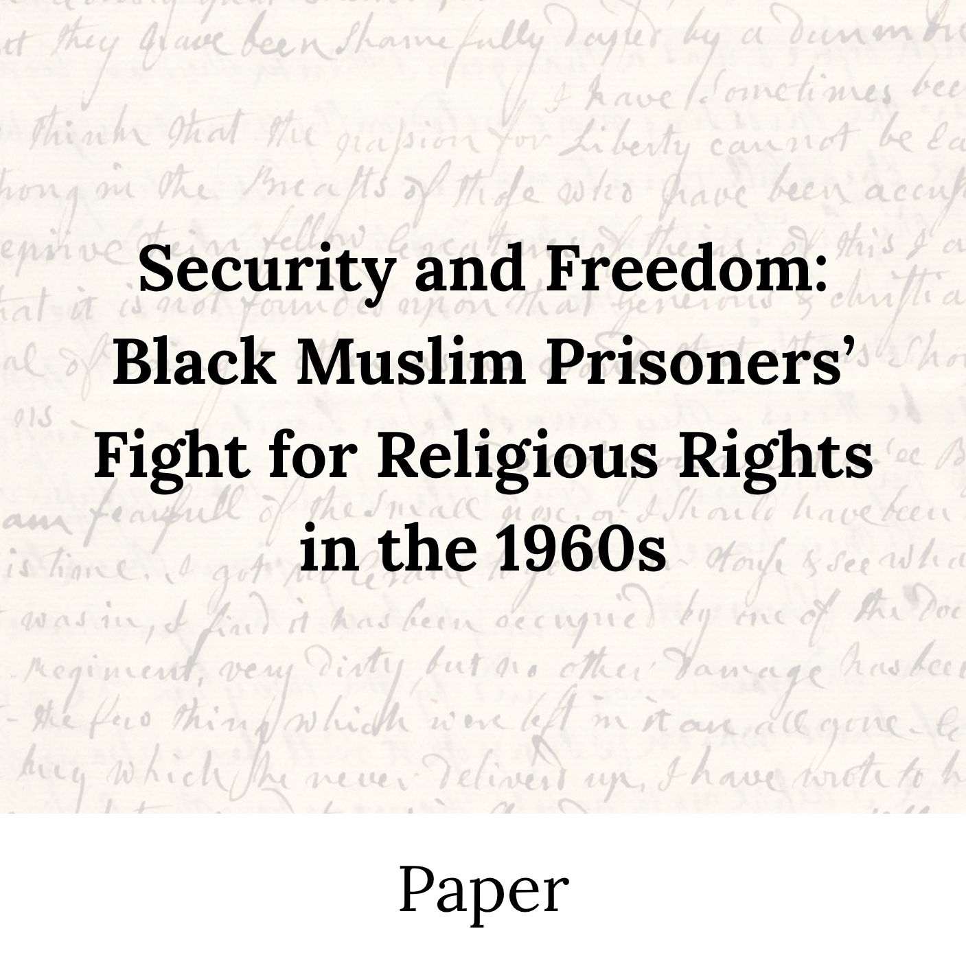 Title of Paper against a background of cursive handwriting, labeled Paper