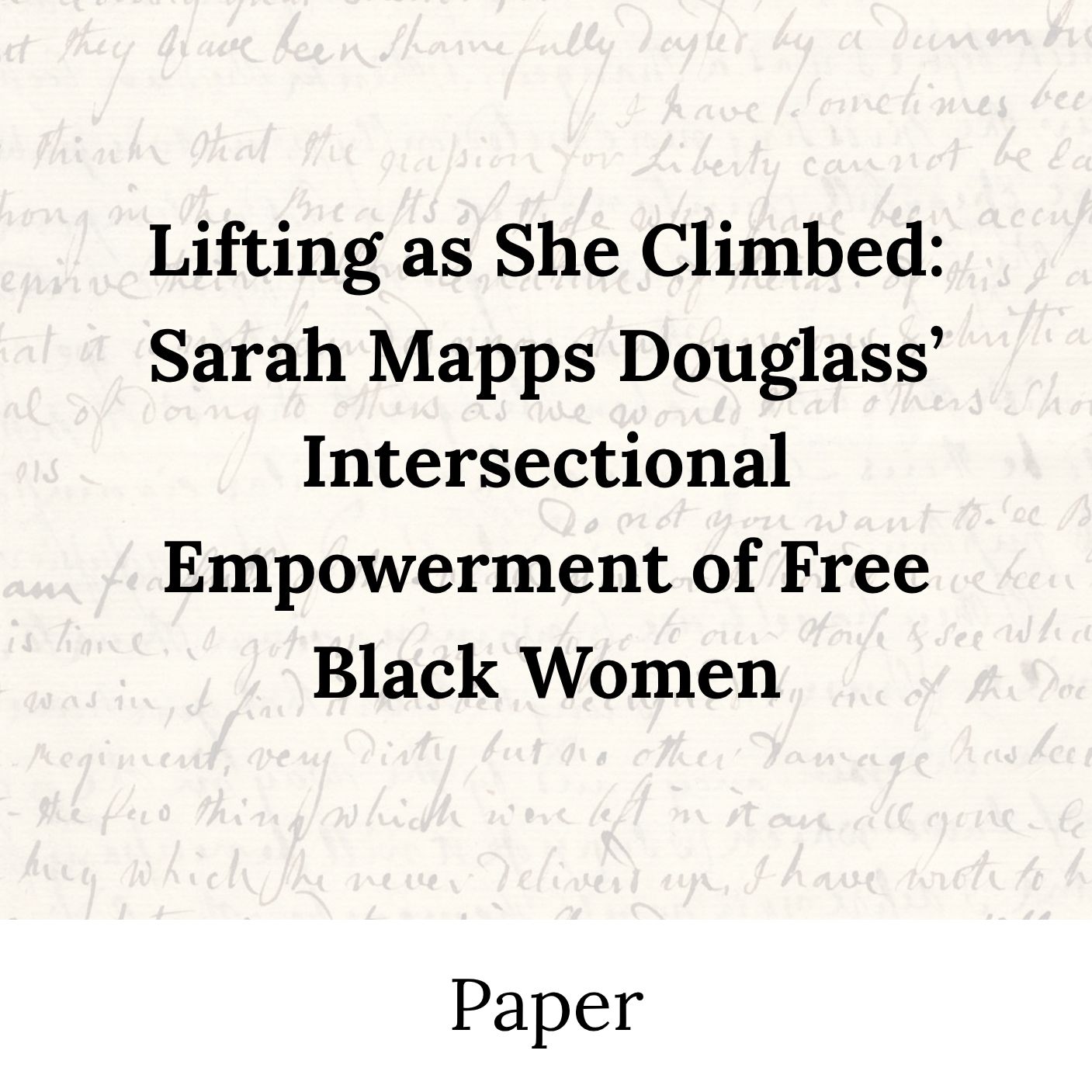 Title of Paper against a background of cursive handwriting, labeled Paper