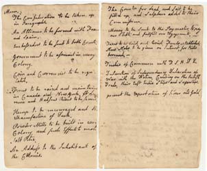 John Adams diary 25, pages 6 and 7, [memorandum of measures to be pursued in Congress] Manuscript