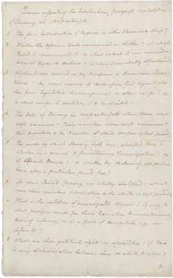 Queries about slavery in Massachusetts (manuscript copy) and draft letter to potential respondents by Jeremy Belknap, 17 February 1795 