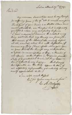 Letter and enclosure from Edward A. Holyoke to Jeremy Belknap, 19 March 1795 