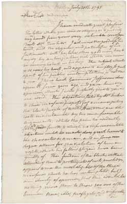 Letter from James Sullivan to Jeremy Belknap, 30 July 1795, with letter from St. George Tucker to Jeremy Belknap, 10 February 1796 