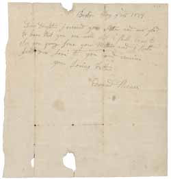 Note from Edward Hewes to Dinah Keeth, 25 May 1777 