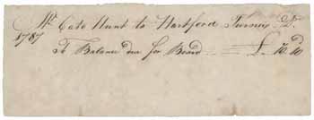 Bill from Cato Hunt to Hartford Turner, 1787 