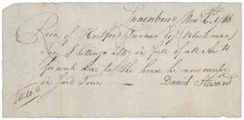 Receipt from Daniel Steward to Hartford Turner, 6 November 1788 