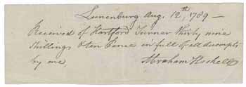 Receipt from Abraham Haskell to Hartford Turner, 12 August 1789 