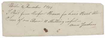 Receipt from Venes Inchurs to Hartford Broom, 5 December 1789 