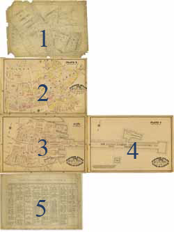 Clough`s Atlas 1798 Property Owners of the Town of Boston, plates depicting the Long Wharf and Dock Square area Manuscript maps