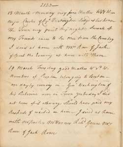 John Rowe diary 13, 18-20 March 1776, pages 2123-2124 