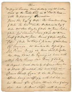 John Rowe diary 1, 13-14 August 1765, pages 182-183 