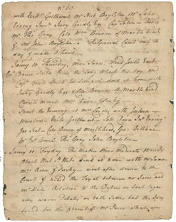 John Rowe diary 1, 9-12 January 1765, pages 69-70 