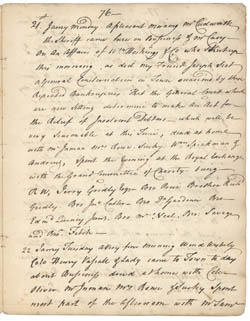 John Rowe diary 1, 21-22 January 1765, page 76 