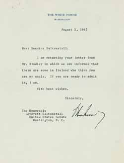 Letter from John F. Kennedy to Leverett Saltonstall, 5 August 1963 