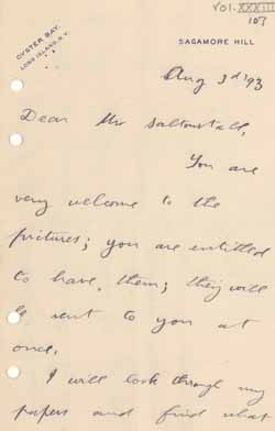 Letter from Theodore Roosevelt to Leverett Saltonstall, 3 August 1893 