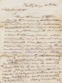 Letter from John A. Andrew to General Winfield Scott (draft), 12 January 1861 