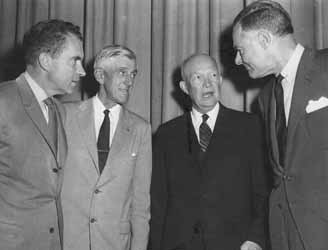 Richard Nixon, Leverett Saltonstall, Dwight Eisenhower, and Henry Cabot Lodge Black and white photograph