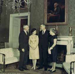 Leverett Saltonstall, Alice Saltonstall, Lyndon Johnson and Lady Bird Johnson at the White House Color photograph