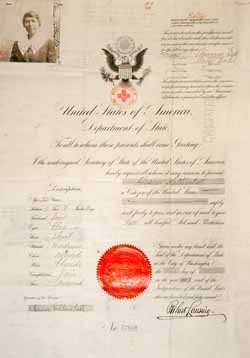 Passport of Eleanor `Nora` Saltonstall, 3 October 1917 