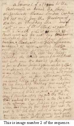 Journal by Middlecott Cooke describing voyage to Georges, September 1734 [short version] 