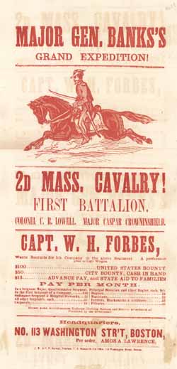 Major Gen. Banks`s Grand Expedition!: 2d Mass. Cavalry! Broadside