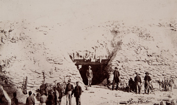 Members of the 54th Massachusetts Volunteer Infantry Regiment in Fort Wagner, Morris Island, S.C., after its capture Photograph