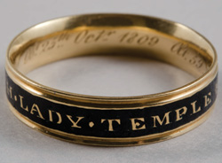 Elizabeth (Bowdoin) Temple mourning ring Gold, enamel