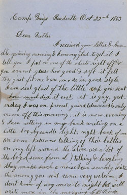 Letter from Edward Burgess Peirce to Mary Alden Peirce, 22 October to 24 October 1863 Manuscript