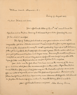 Letter from John Quincy Adams to William Cranch, 17 August 1826 Manuscript