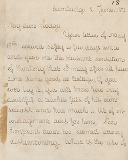 Letter from Henry Adams to Henry Cabot Lodge, 2 June 1872 Manuscript