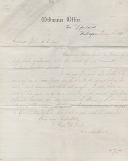 Letter from Augustus Clark to John A. Andrew, 5 May 1865 Manuscript