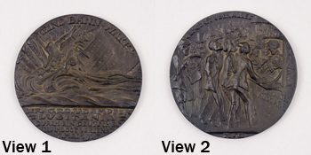 Sinking of the Lusitania, [second version of obverse], 1915 Cast iron medal