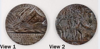 Sinking of the Lusitania, [copy after Goetz original], circa 1916 Cast pewter medal