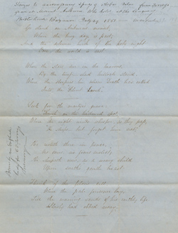 Poem by Elizabeth B. Prideaux in memory of Charles T. Torrey, 29 July 1851 Manuscript