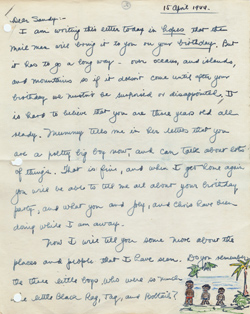 Letter from John Noble to Sandy Noble, 15 April 1944 Manuscript