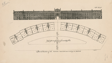 Plan and Elevation of the Tontine Crescent, now erecting in Boston Heliotype of engraving Plan and Elevation of the Tontine Crescent, now erecting in Boston Heliotype of engraving