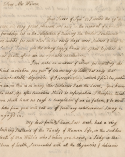 Letter from Hannah Winthrop to Mercy Otis Warren, 6 October 1768 Manuscript