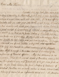 Letter from Hannah Winthrop to Mercy Otis Warren, 1 January 1772 Manuscript