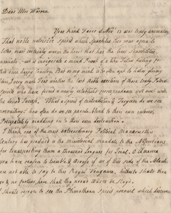 Letter from Hannah Winthrop to Mercy Otis Warren, 4 January 1773 Manuscript