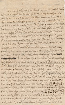 Letter from Hannah Winthrop to Mercy Otis Warren, circa August 1776 Manuscript