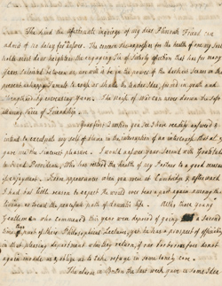 Letter from Hannah Winthrop to Mercy Otis Warren, 7 August 1777 Manuscript