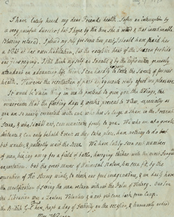 Letter from Hannah Winthrop to Mercy Otis Warren, 29 August 1778 Manuscript