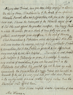 Letter from Hannah Winthrop to Mercy Otis Warren, 18 December 1778 Manuscript