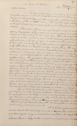 Letter from Mercy Otis Warren to Hannah Winthrop (letterbook copy), February 1773 Manuscript